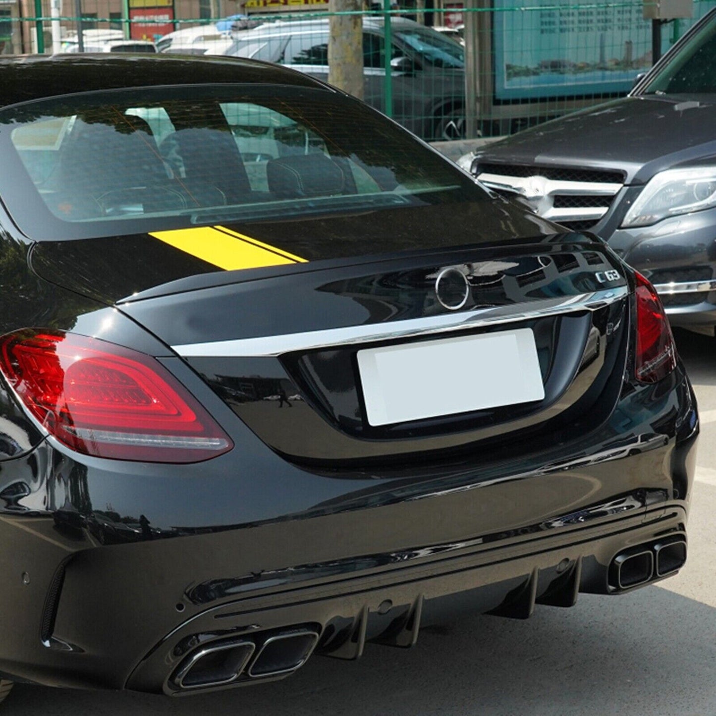 Rear Trunk Spoiler Wing For Benz C Class W205 2015-21 C180 C43 C63 AMG 4DR Black
