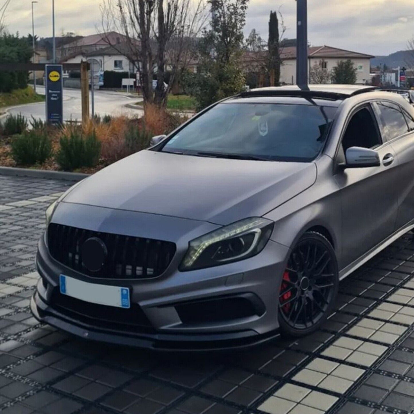 Car Front Bumper Spoiler Lip For Benz A-Class W176 A200 A260 A45 AMG Carbon Look