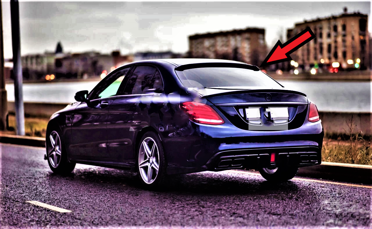 Fits Mercedes C Class W205 C63 AMG Style Gloss Black Roof Wing Spoiler 2014-21