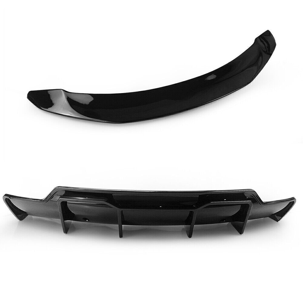 1Set Rear Diffuser+Rear Spoiler Wing For Tesla Model 3 2017 2018 2019 2020-2023