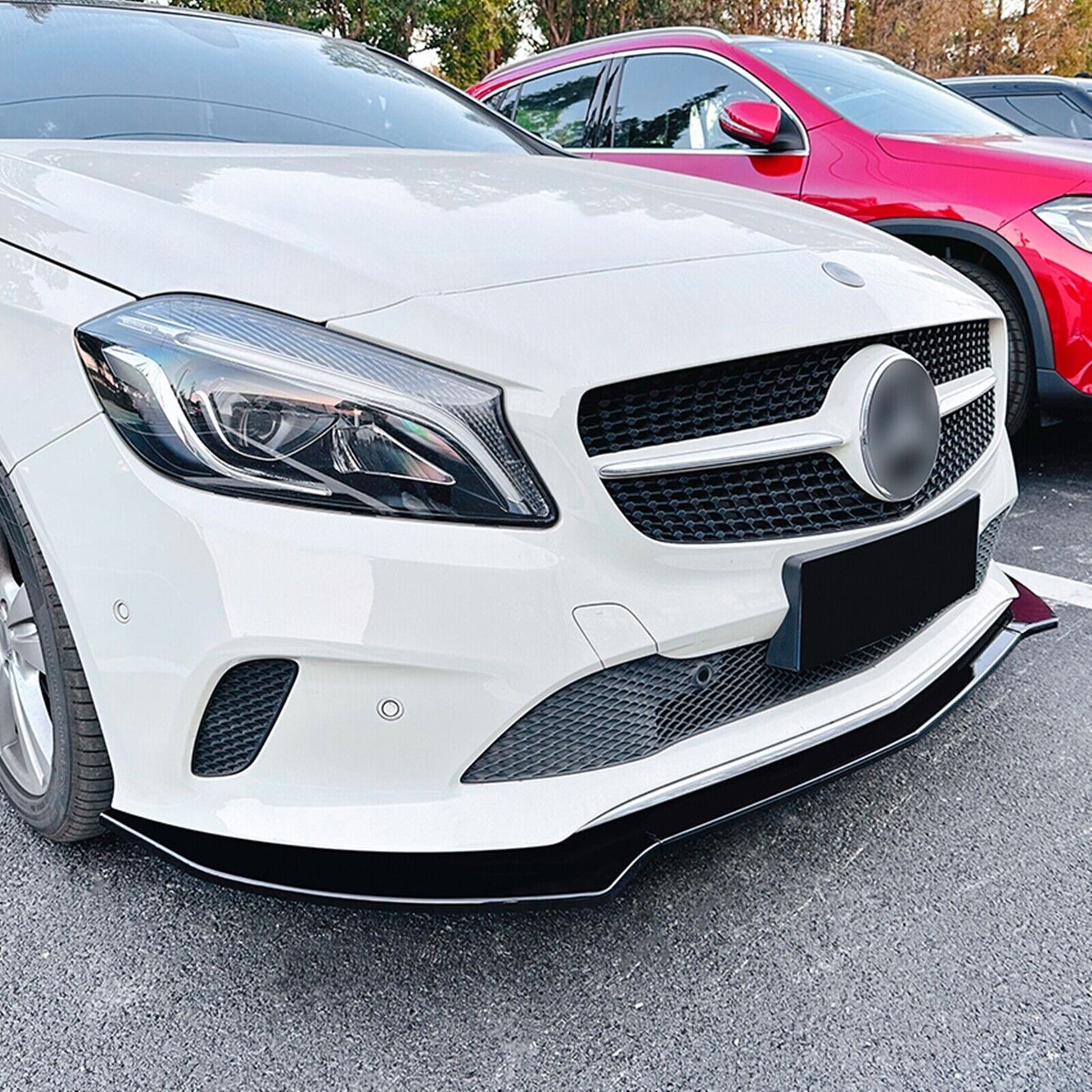 1Set Front Bumper Spoiler Lip Kit For Mercedes Benz A Class W176 2016-2018 Black