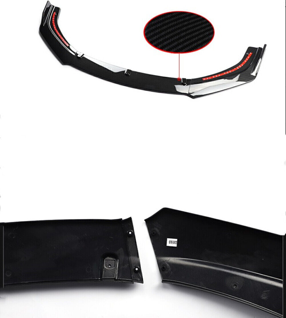 1Set Carbon Look Front Bumper Spoiler Lip For Honda Civic 10th 4Door 2016-2018