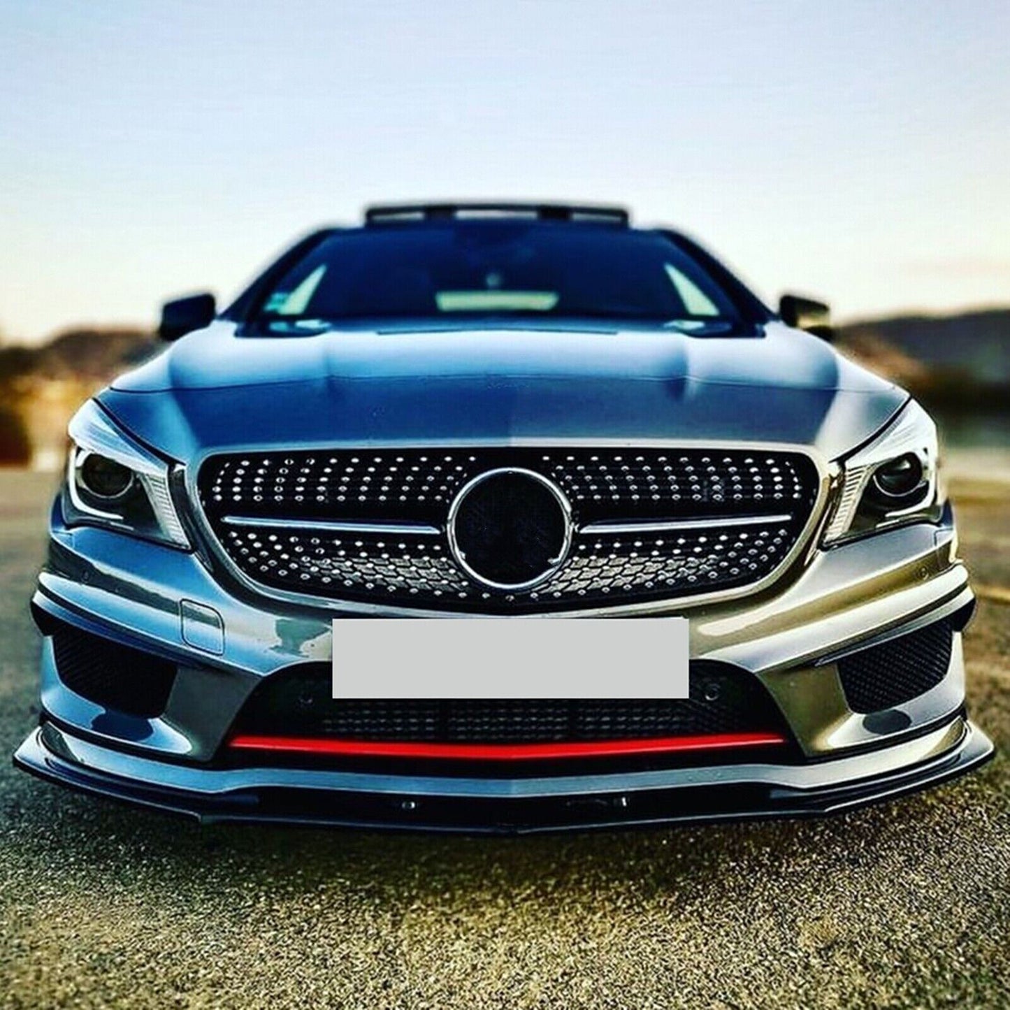 Front Bumper Spoiler Lip For Benz CLA Class C117 CLA45 AMG 2013-2015 Carbon Look