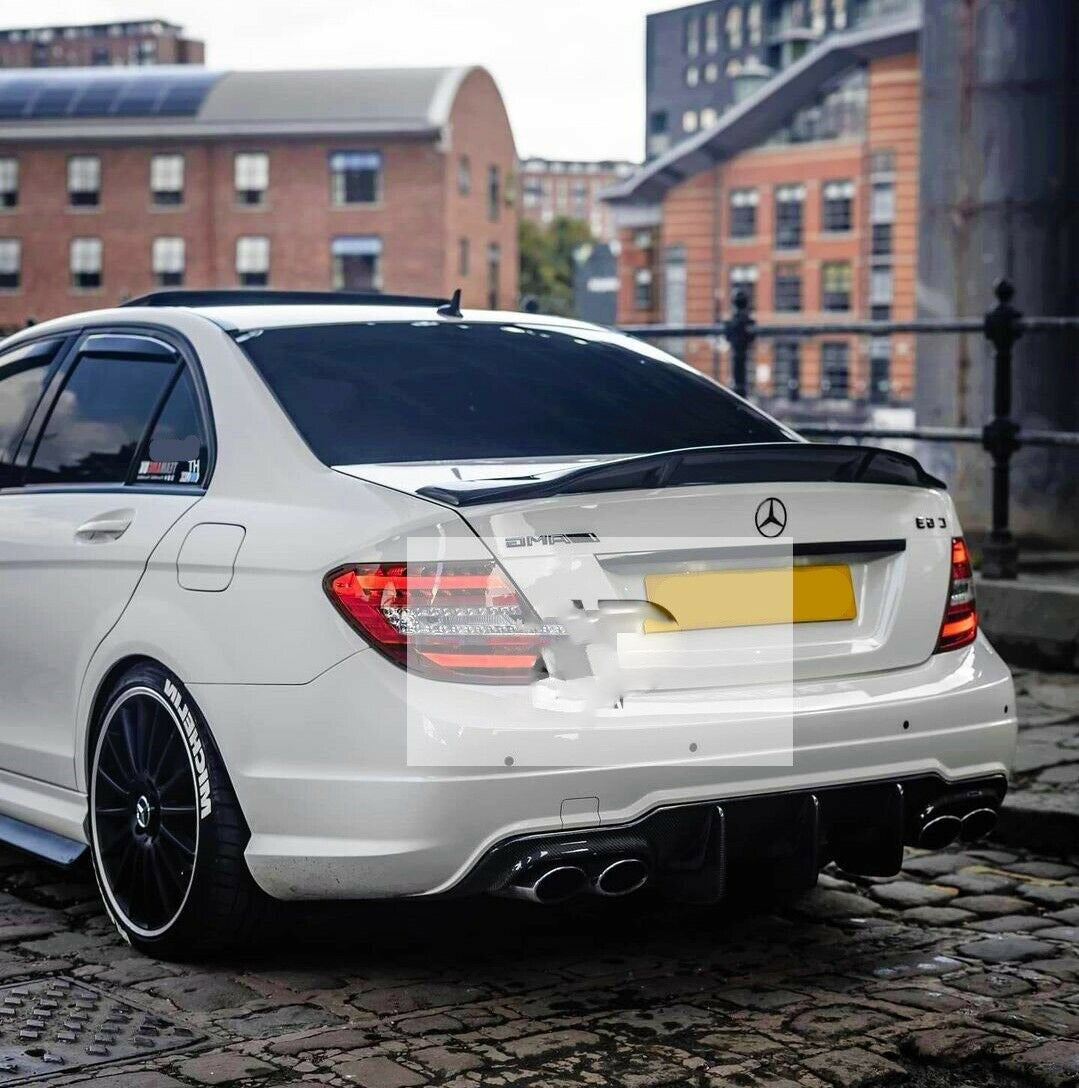 Fits Mercedes C Class W204 Gloss Black  C63 AMG Style Ducktail Spoiler 2007-2014
