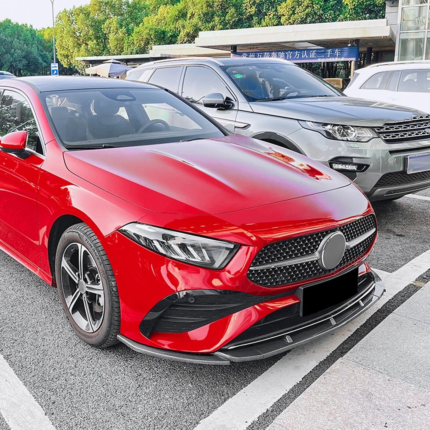 Front Bumper Spoiler Lip Kit For Benz A W177 A180 A200 A35 AMG 2023+ Carbon Look