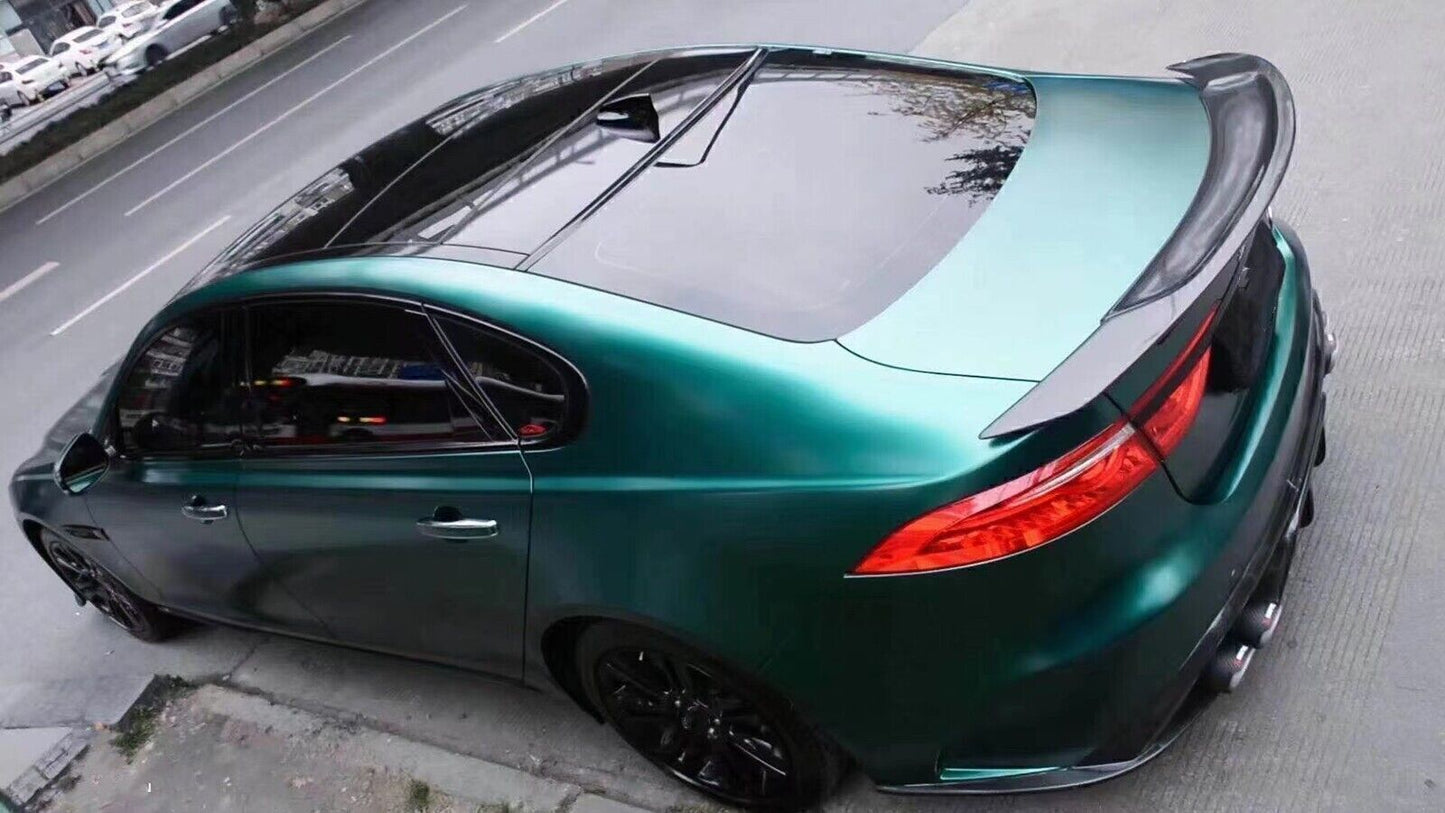 1Set Real Carbon Fiber Rear Roof Trunk Spoiler Wing Lip For Jaguar XF 2016-2020