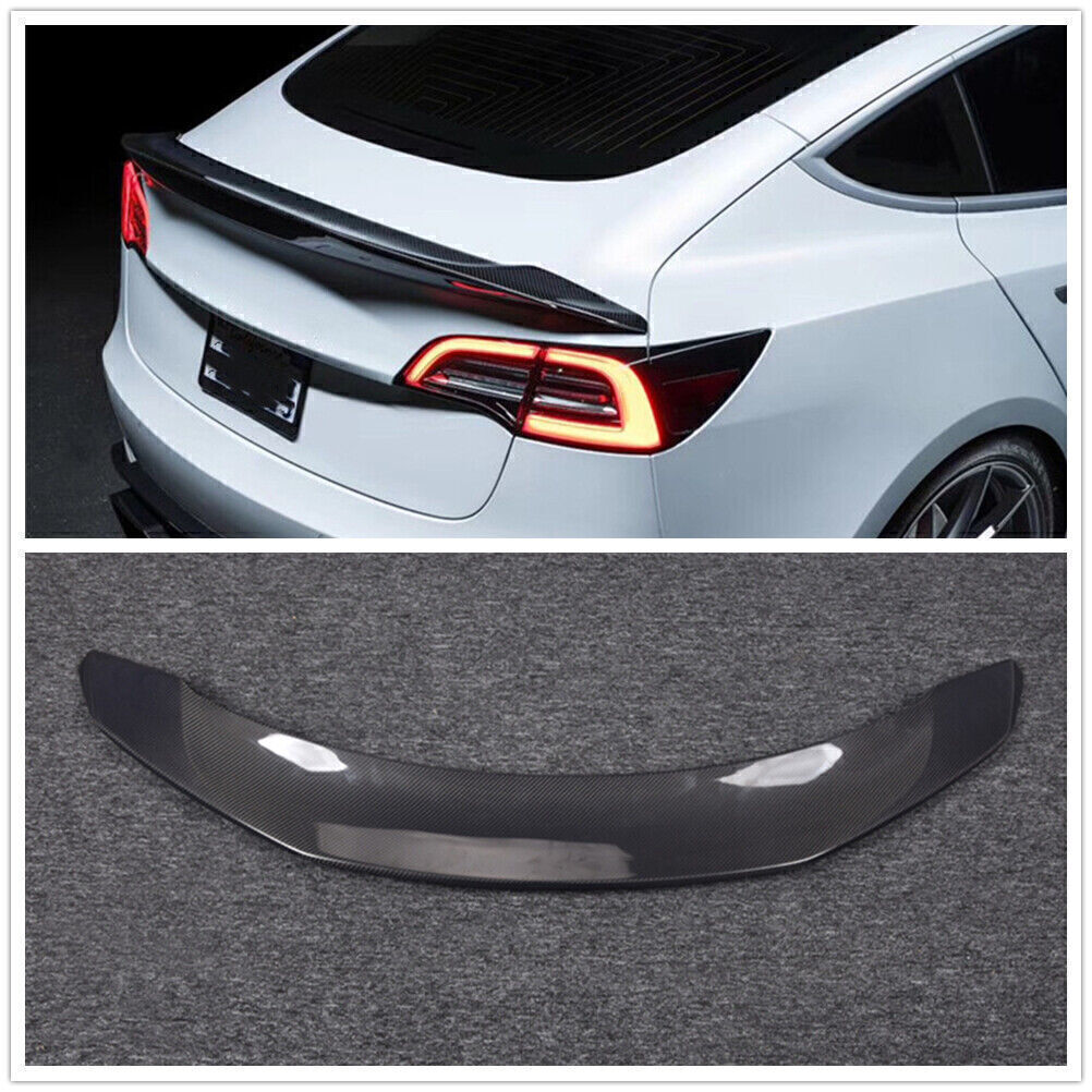1Pc Rear Trunk Spoiler Wing Lip For Tesla Model 3 2017-2023 Real Carbon Fiber