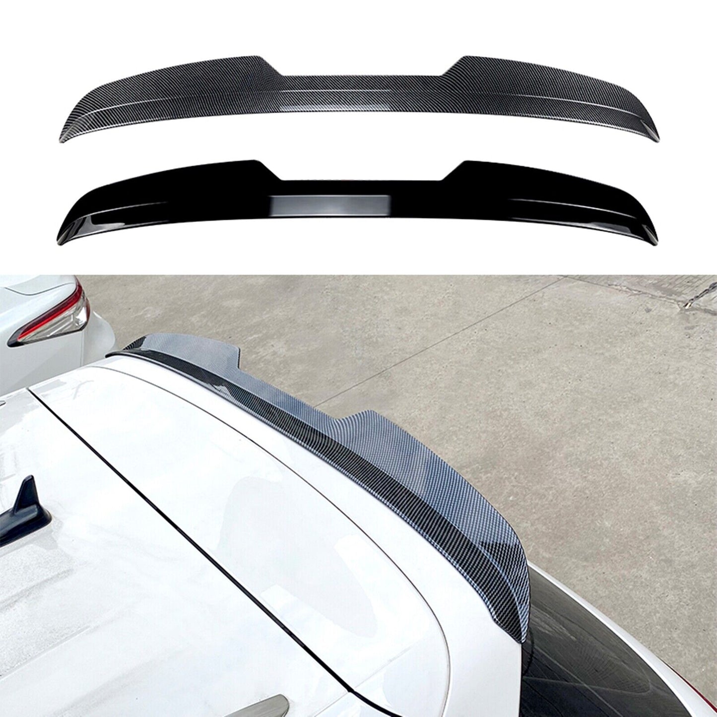 1Set Rear Trunk Spoiler Lip Kit For VW Tiguan R-Line 2017-2023 Carbon Fiber Look