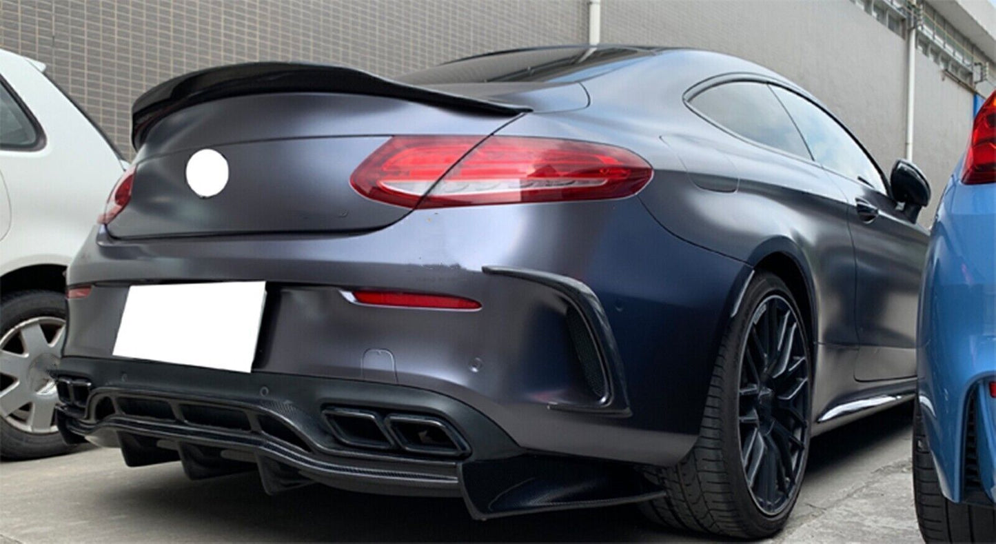 1Set Carbon Fiber Rear Bumper Diffuser Lip For Benz C63 AMG S PSM 2015-2021 2 Dr