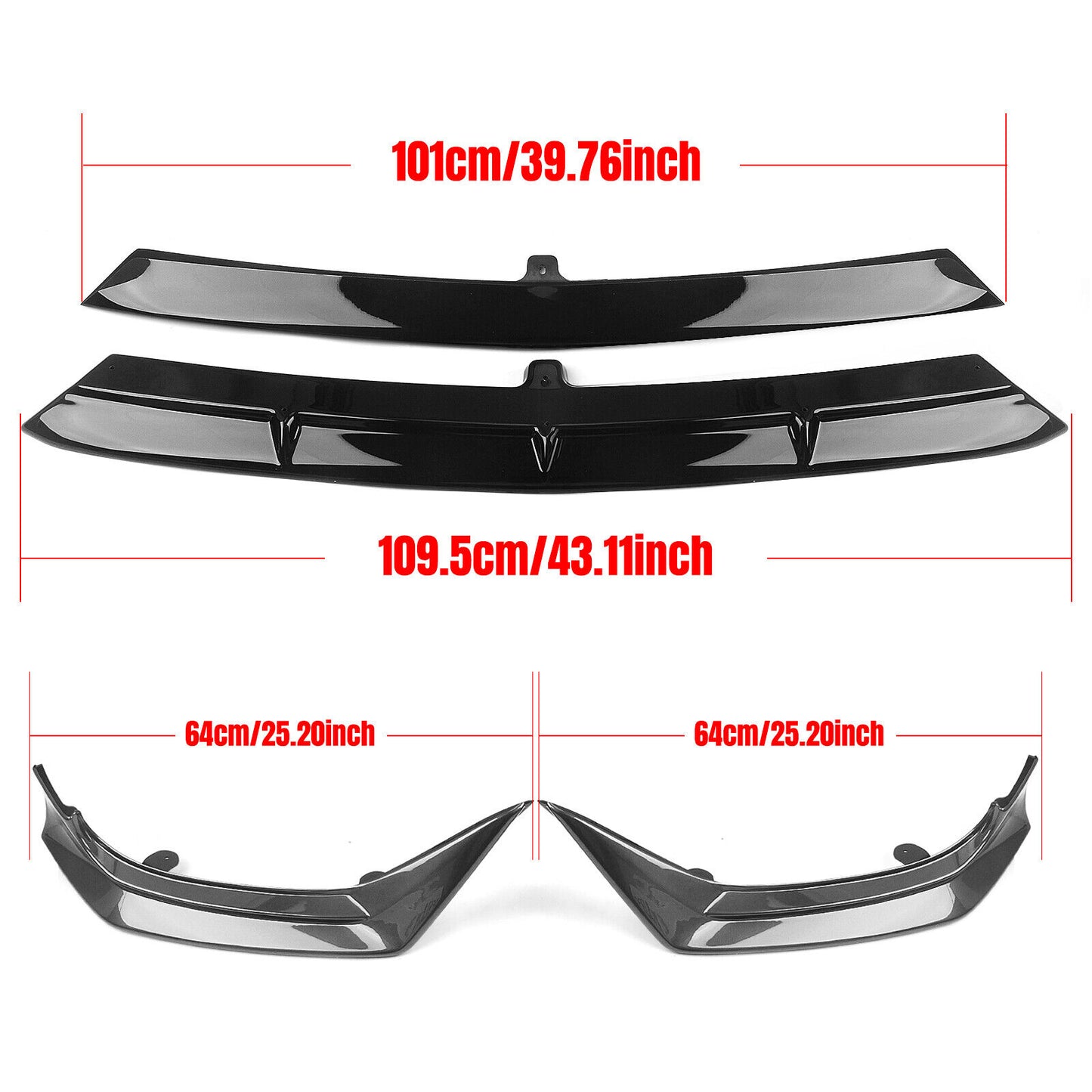 Front Bumper Spoiler Lip Side Cover Kit For Benz C Class W206 Sport AKASAKA Gray