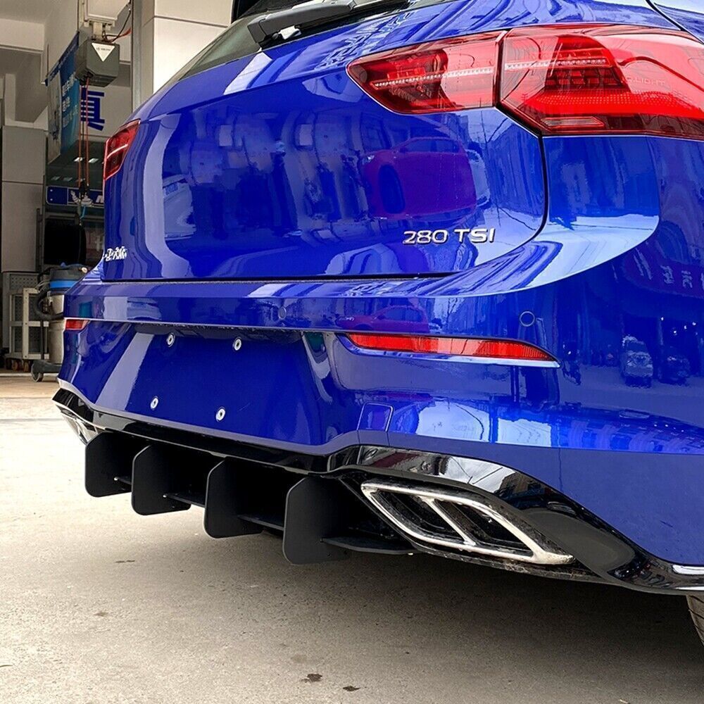 1x Black Car Rear Diffuser Bumper Spoiler Wing For VW Golf 8 MK8 2020-2023 Rline