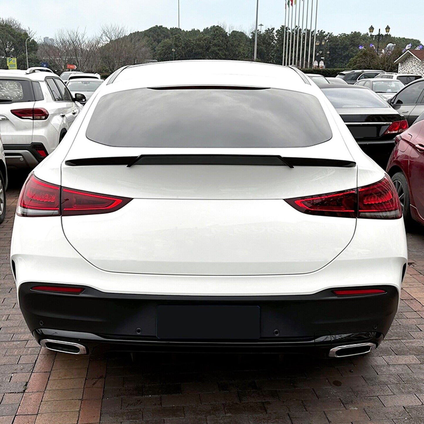 1Pc Rear Trunk Spoiler Lip Wing For Mercedes Benz GLE Coupe C167 2020-2023 Black