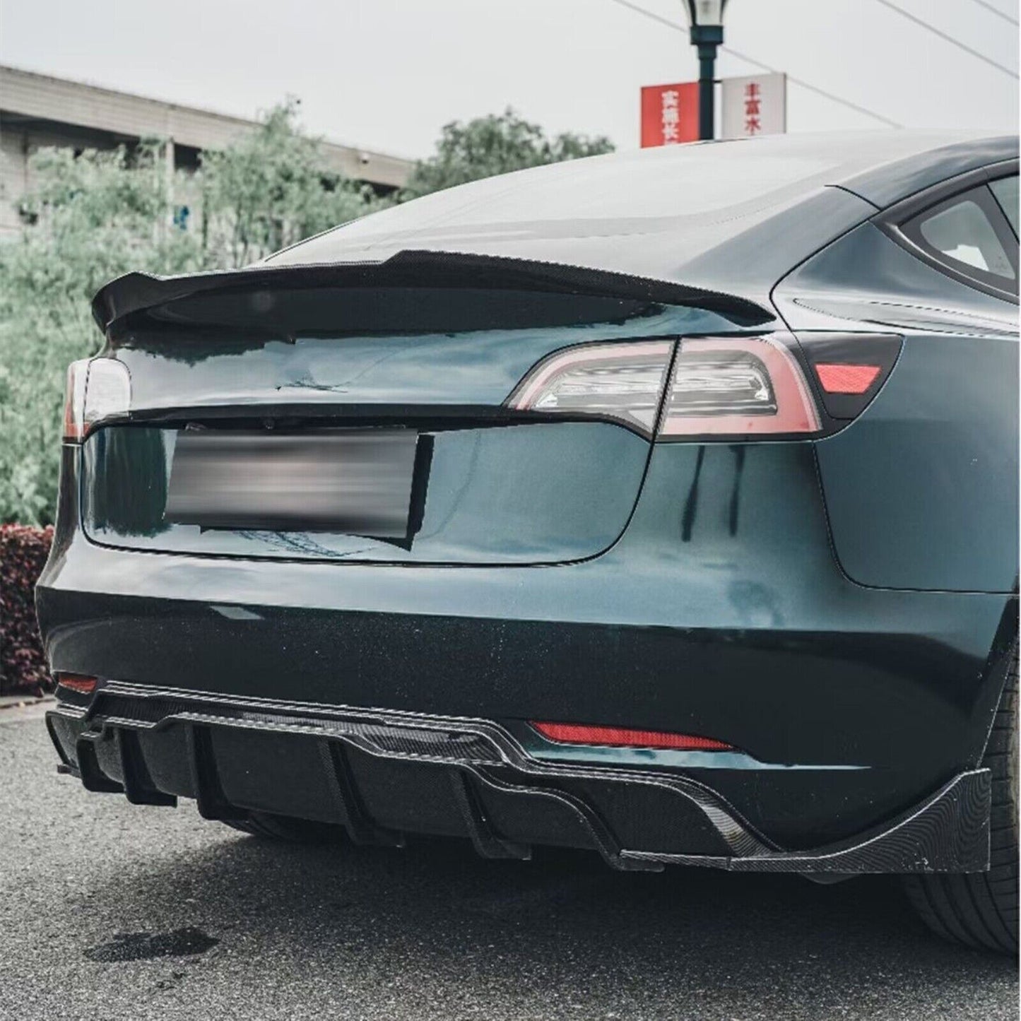 1Set BLK Rear Bumper Diffuser Lip Side Splitter Cover For Tesla Model 3 2017-23