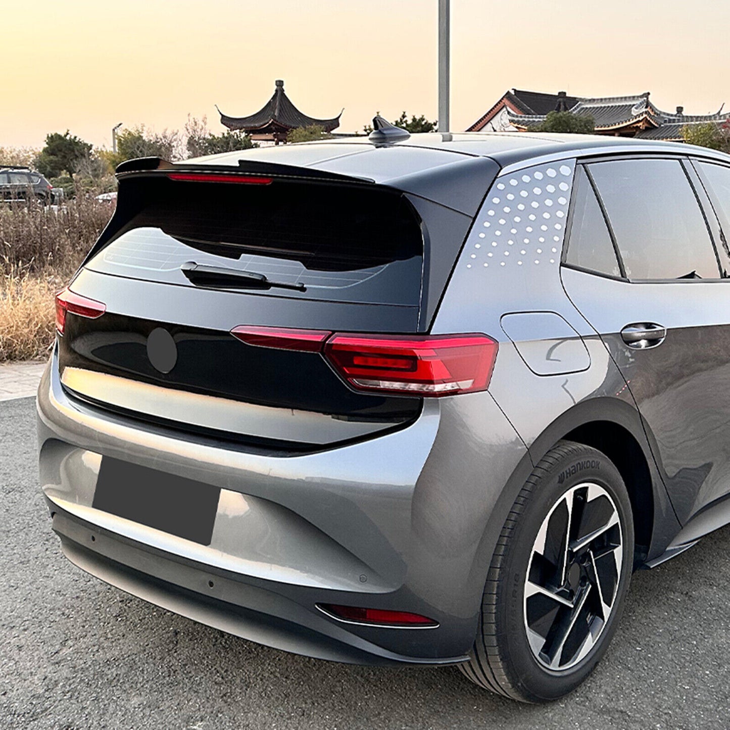 1Pc Rear Trunk Spoiler Lip Wing For Volkswagen ID.3 2019-2022 Carbon Fibre Look