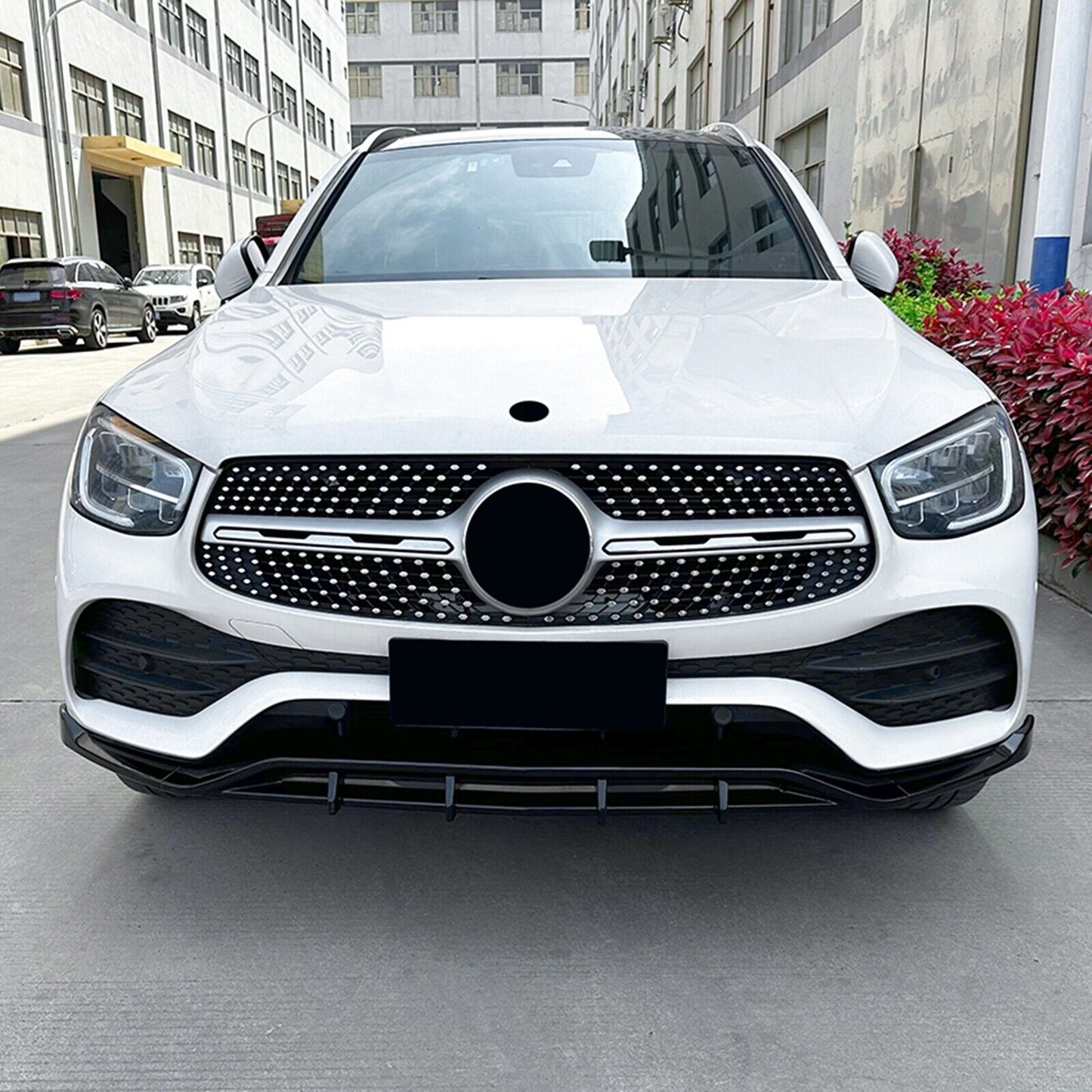 Front Bumper Spoiler Lip For Benz GLC Class X253 GLC200 300 2020-2022 AMG Black