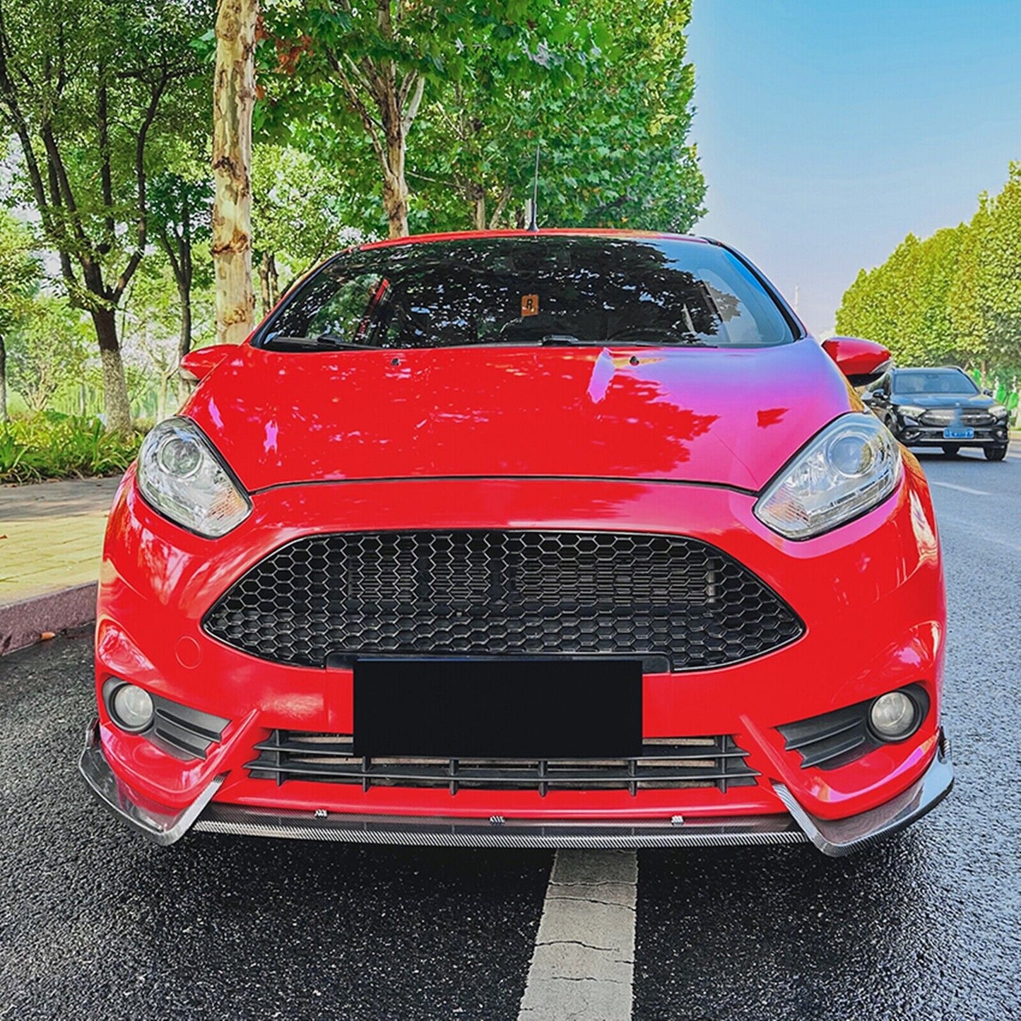3Pcs Front Bumper Spoiler Lip For Ford Fiesta ST MK6 2012-2017 Carbon Fiber Look