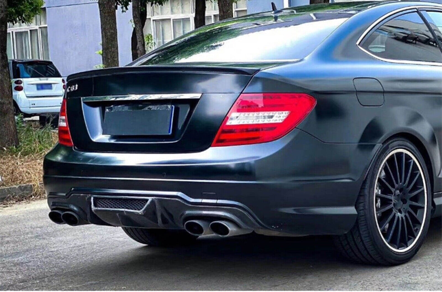 1Set Rear Diffuser Lip Bumper For Benz W204 C63 AMG 2012-2015 V Carbon Fiber