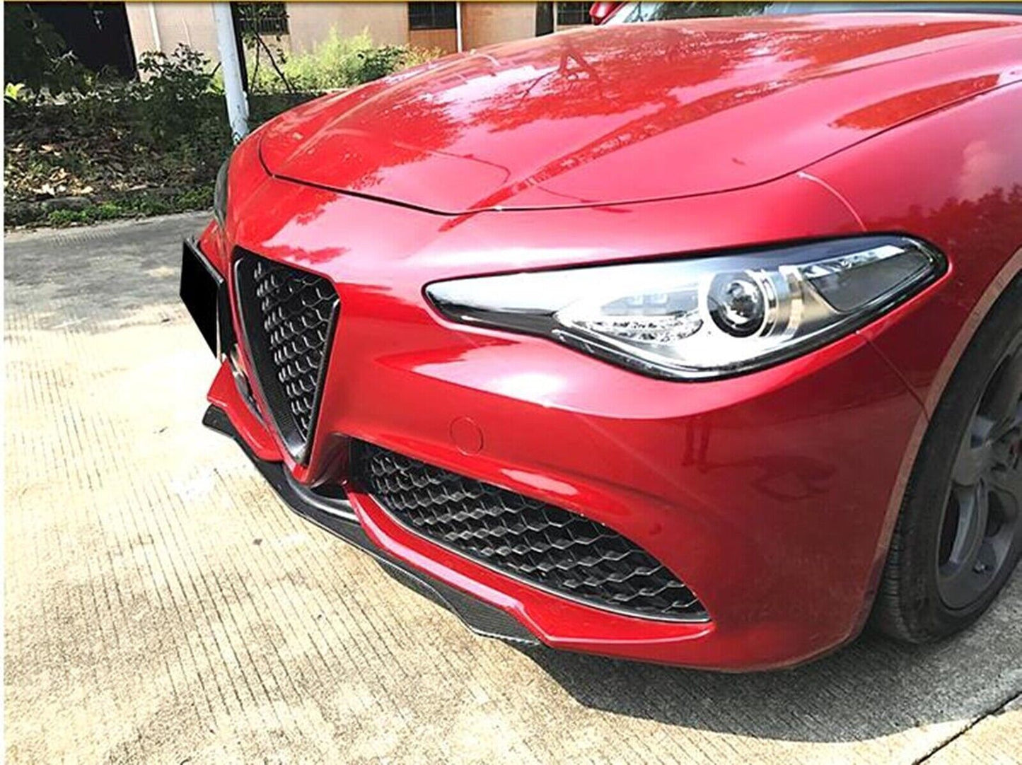 1x Carbon Fiber Front Bumper Spoiler Lip For Alfa Romeo Giulia Sport 2016-2022