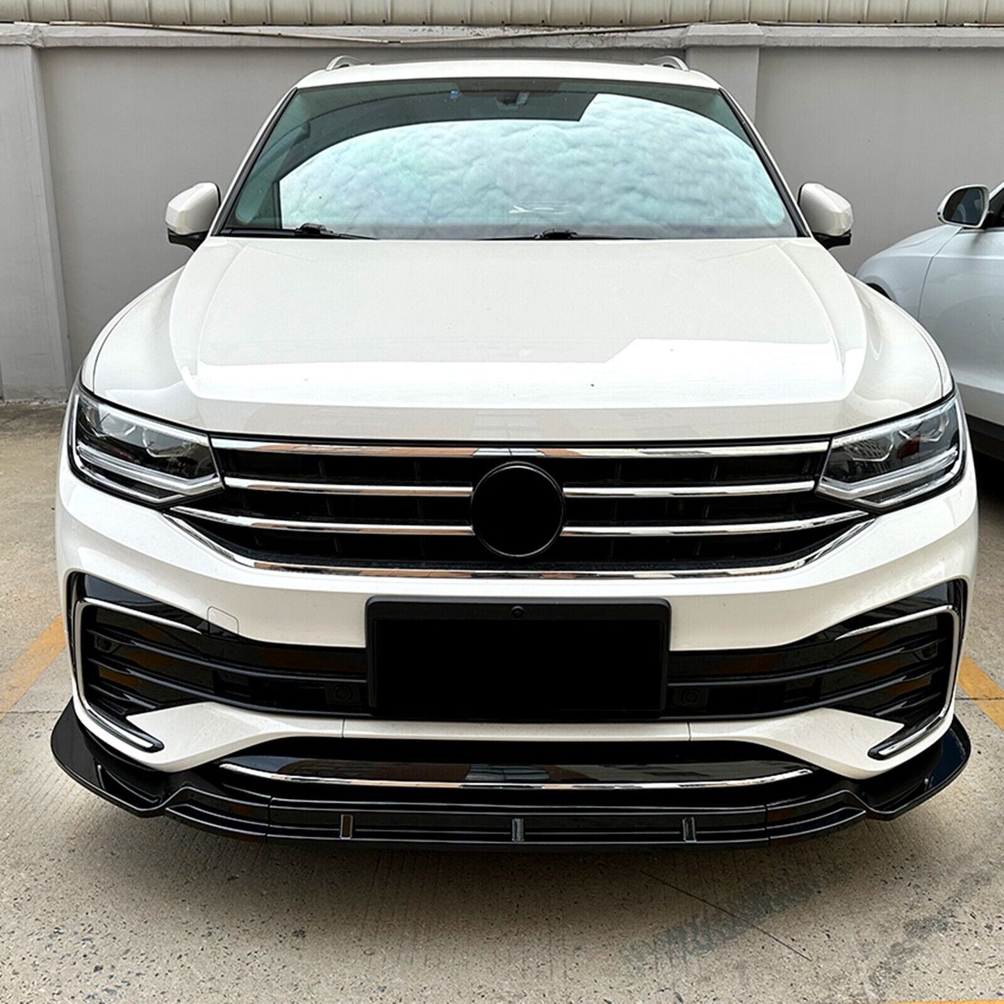 3Pcs Front Bumper Spoiler Lip For Volkswagen Tiguan Rline 2021 2022-2023 Black