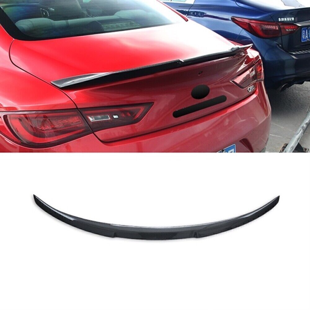 1x Car Rear Trunk Spoiler Wing Lip Carbon Fiber For Infiniti Q60 2018-2021 Black