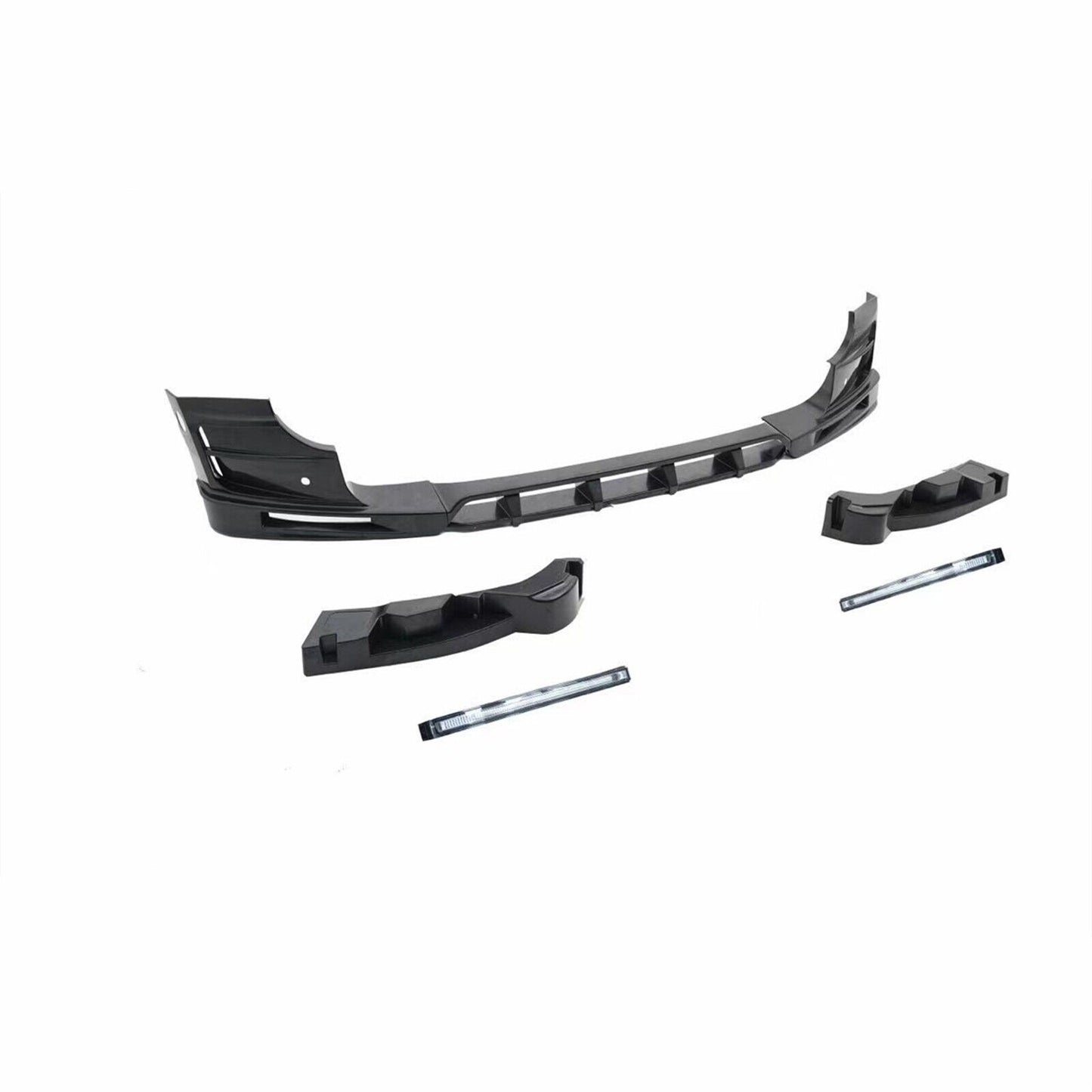 1Set Front Bumper Spoiler Lip With Light For Land Rover Defender 2020-2024 Black