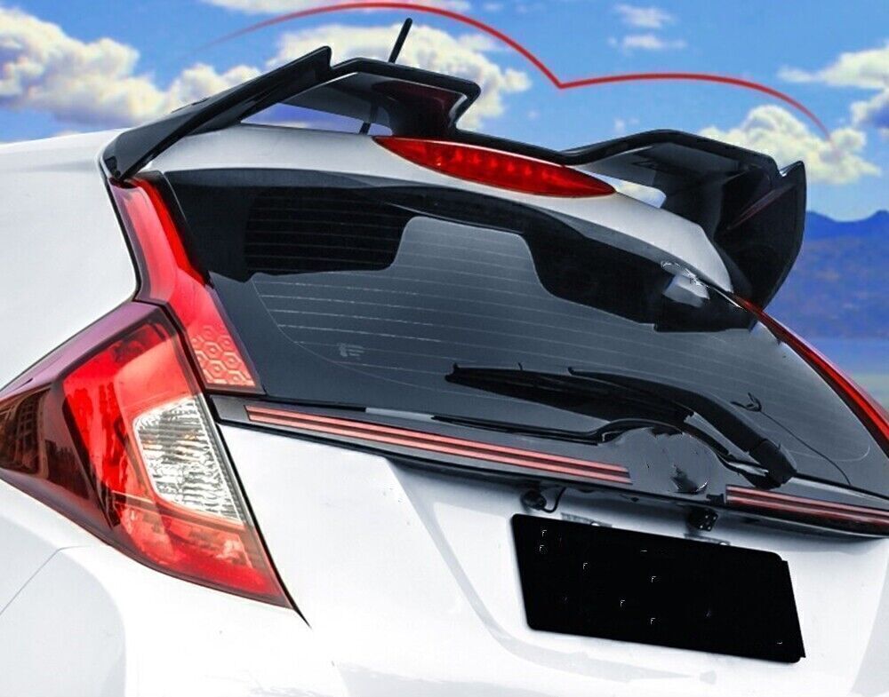 Yofer Rear Trunk Spoiler Roof Wing Lip For Honda Fit GK5 2014-2019 Gloss Black