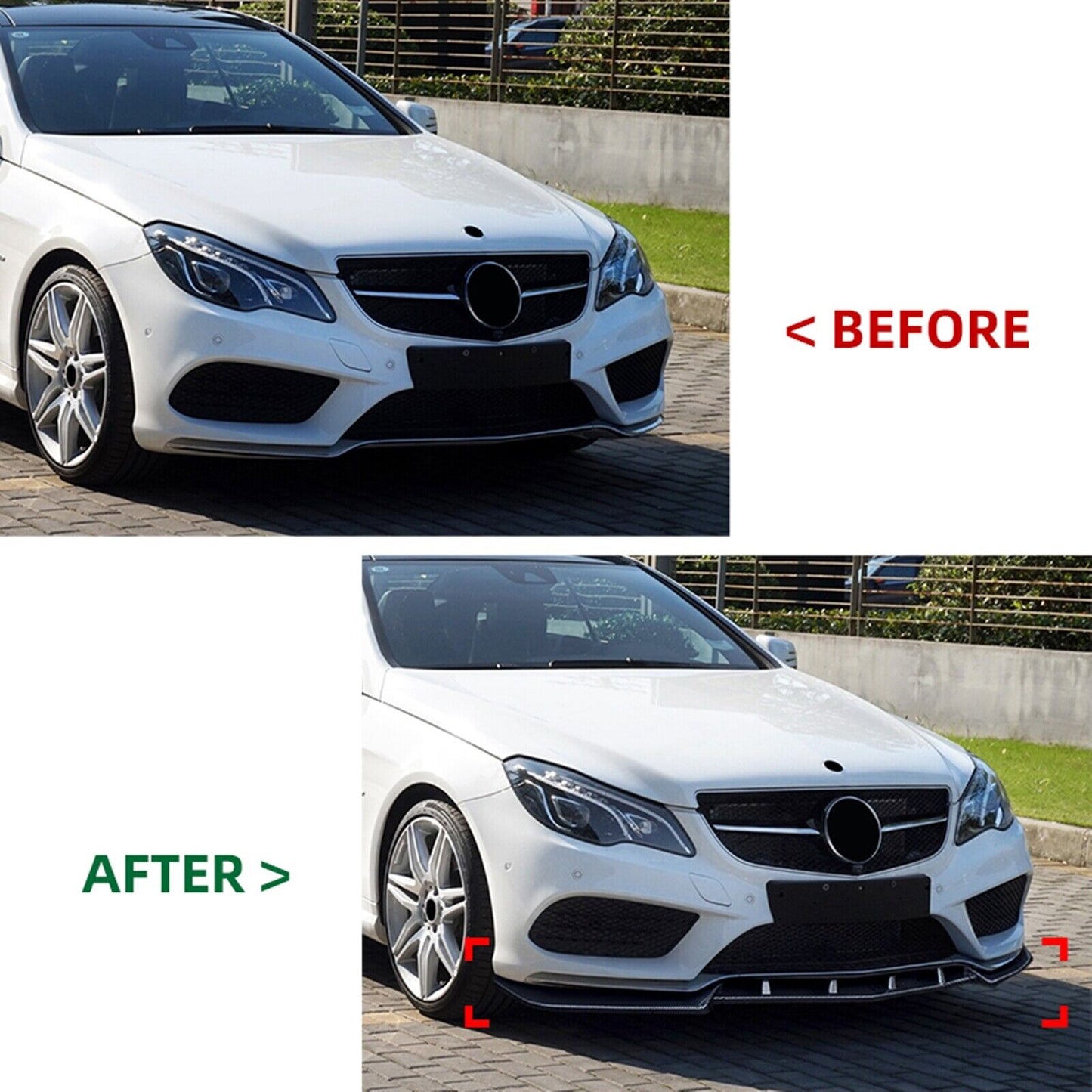 3Pcs Front Bumper Spoiler Lip For Benz E Class Coupe C207 2013-2016 AMG Black