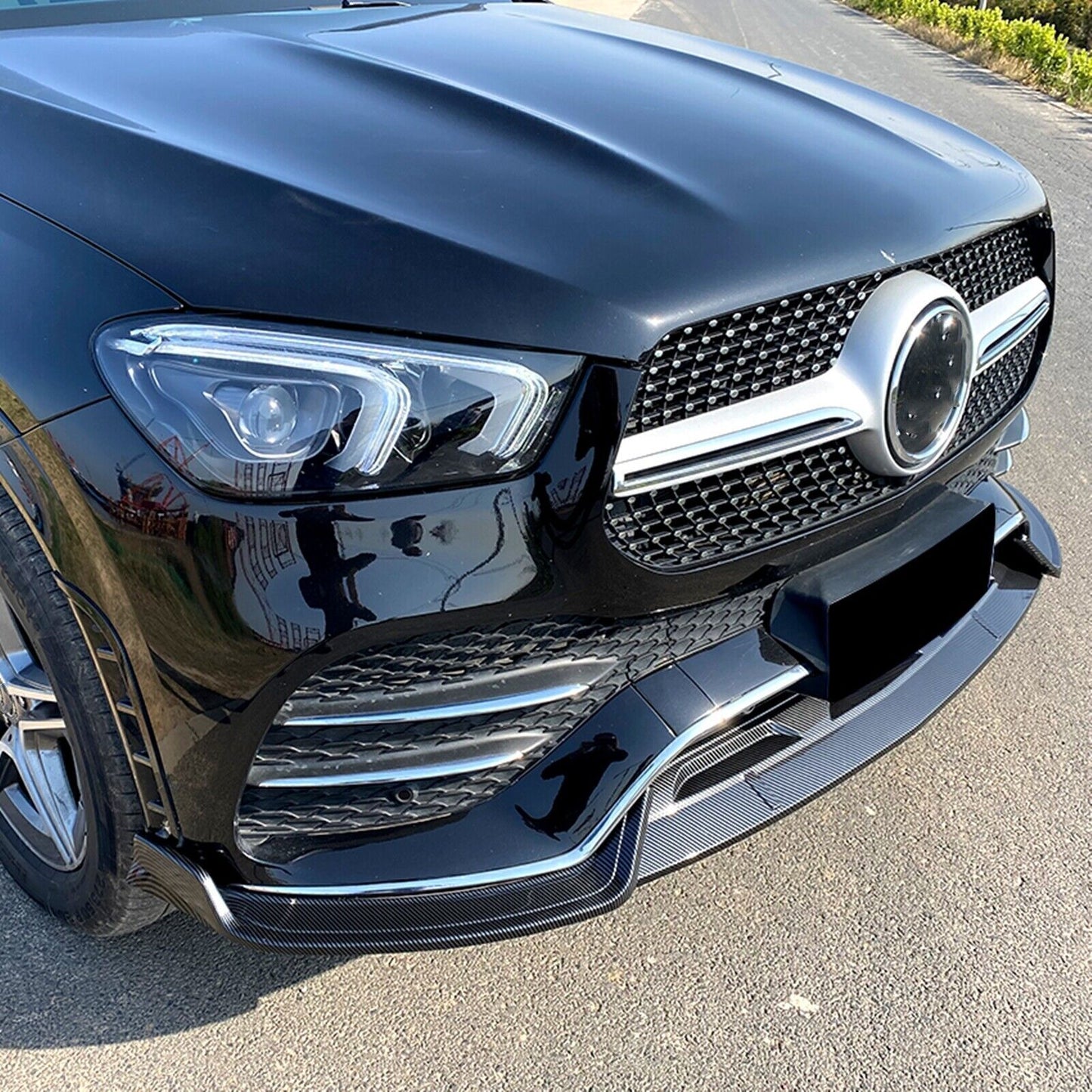 Front Lip + Rear Trunk Spoiler Wing For Benz GLE Class W167 C167 2020-23 Carbon Fiber