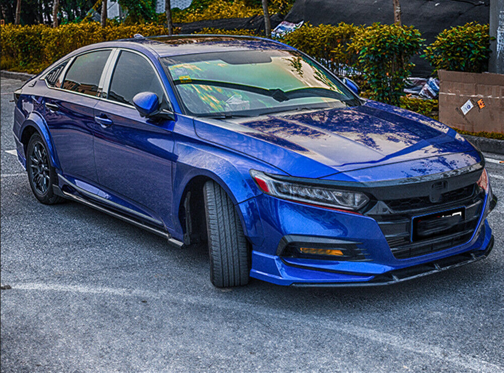 1Set Front Bumper Side Spoiler Rear Side Cover Blue For Honda Accord 2018-2020