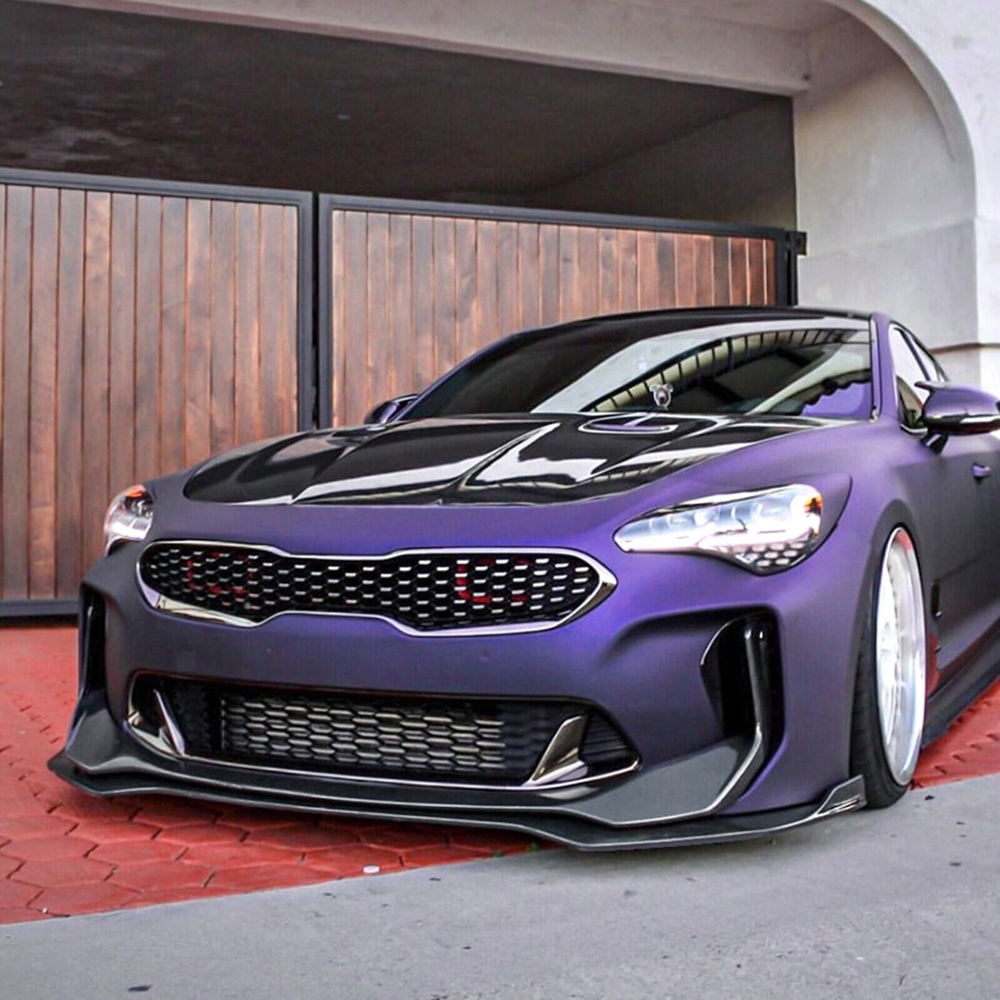 1Set Car Front Bumper Spoiler Lip Kit For Kia Stinger 2018 2019-2023 Gloss Black