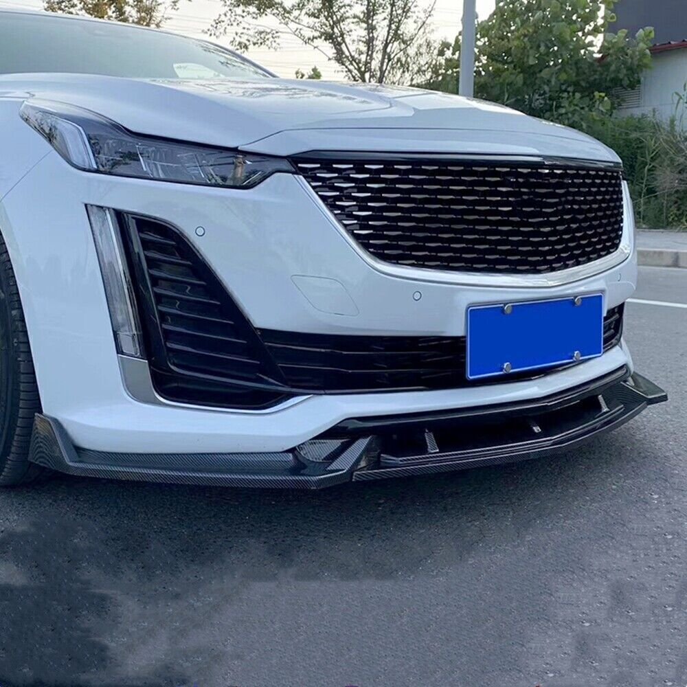 Front Bumper Spoiler Splitter Lip For Cadillac CT5 2019 2020 Carbon Fiber Look