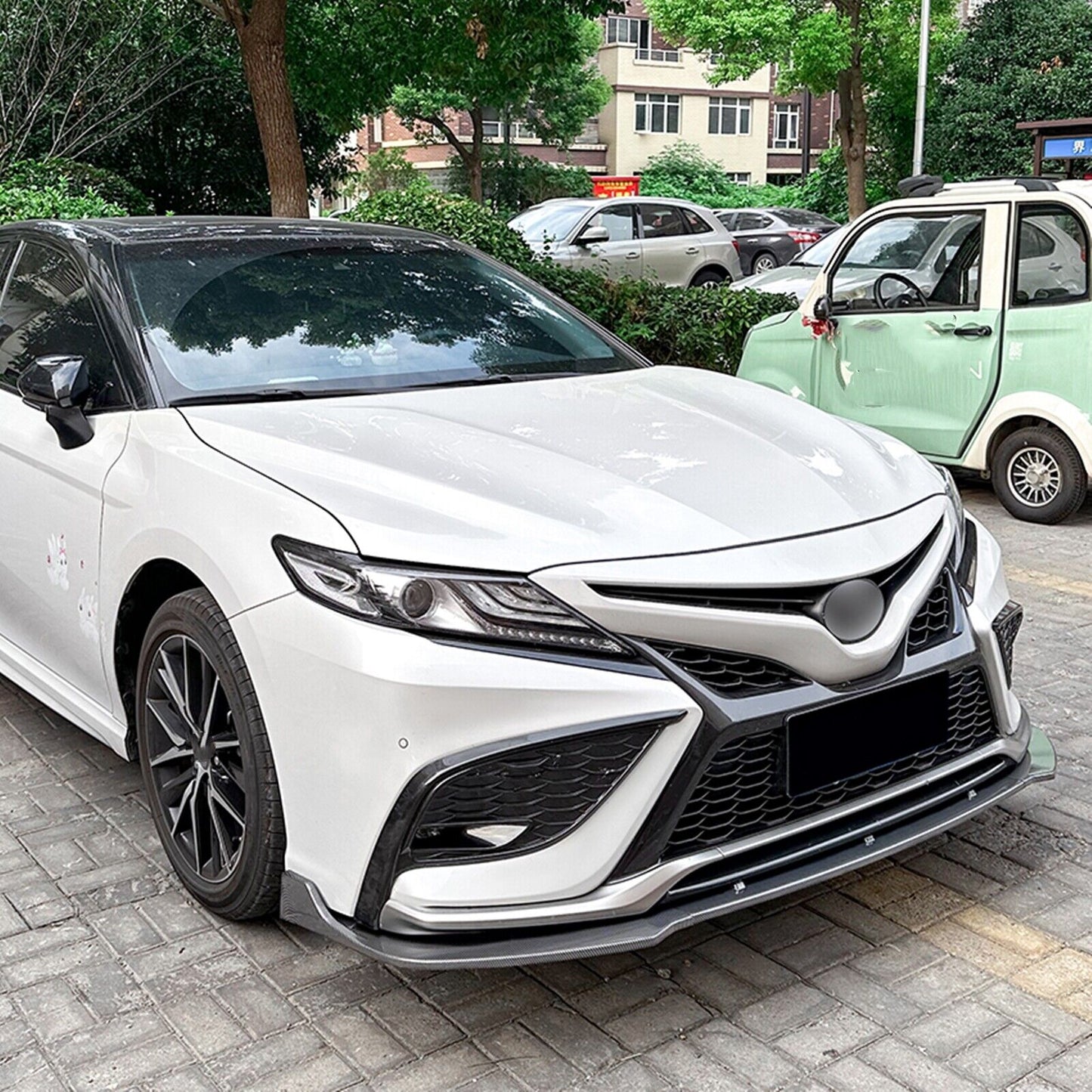 1Set Front Bumper Spoiler Lip Kit For Toyota Camry XV70 Sport 2021-2023 Carbon Fiber