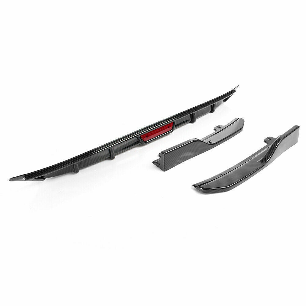 1Set Blk Rear Bumper Lip & Side Wing Kit For Honda Accord 10th 2018 Carbon Fiber