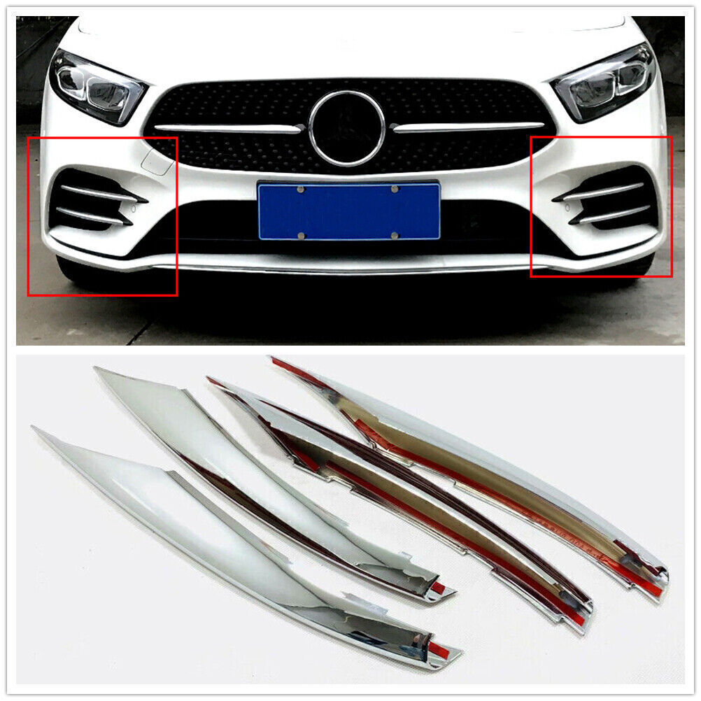 4Pcs Front Fog Light Stripe Trim Cover For Mercedes Benz A Class Sport 2019