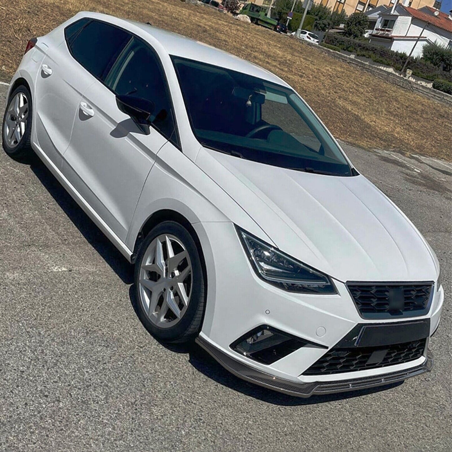 Front Bumper Spoiler Lip Kit For Seat Ibiza MK5 Standard/FR 2018-23 Carbon Look