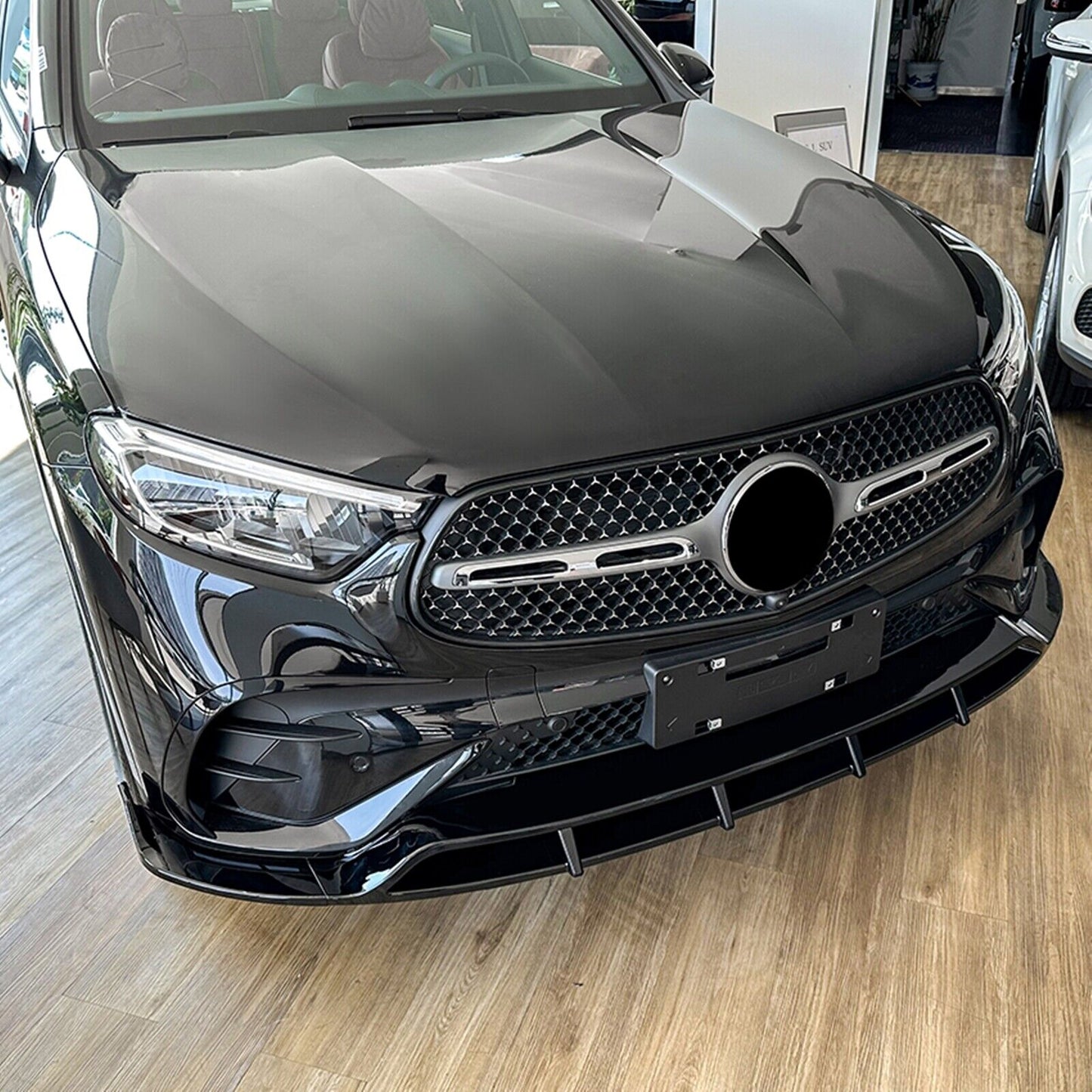 Front Bumper Spoiler Lip For Mercedes GLC Class X254 2023+ GLC260 300 AMG Black