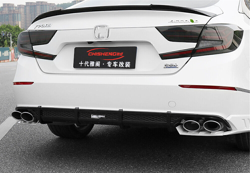 1Set Front Bumper Spoiler Cover Trim +Rear Diffuser Black For Honda Accord 2018+