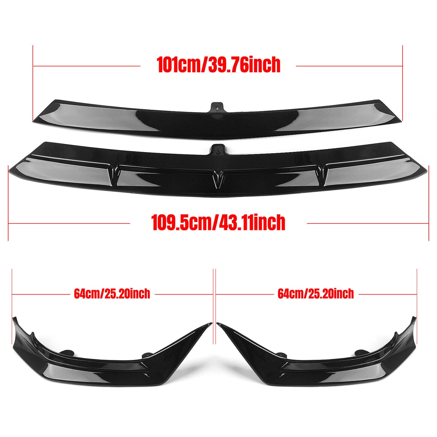 Front Bumper Spoiler Side Cover Kit For Benz C Class W206 Sport 2022-2023 Black