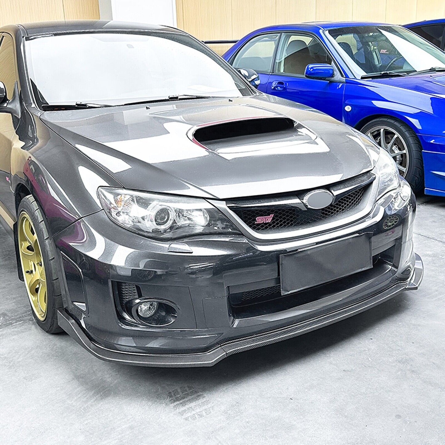 3x Front Bumper Spoiler Lip Kit For Subaru Impreza WRX STI 2011-2014 Carbon Look