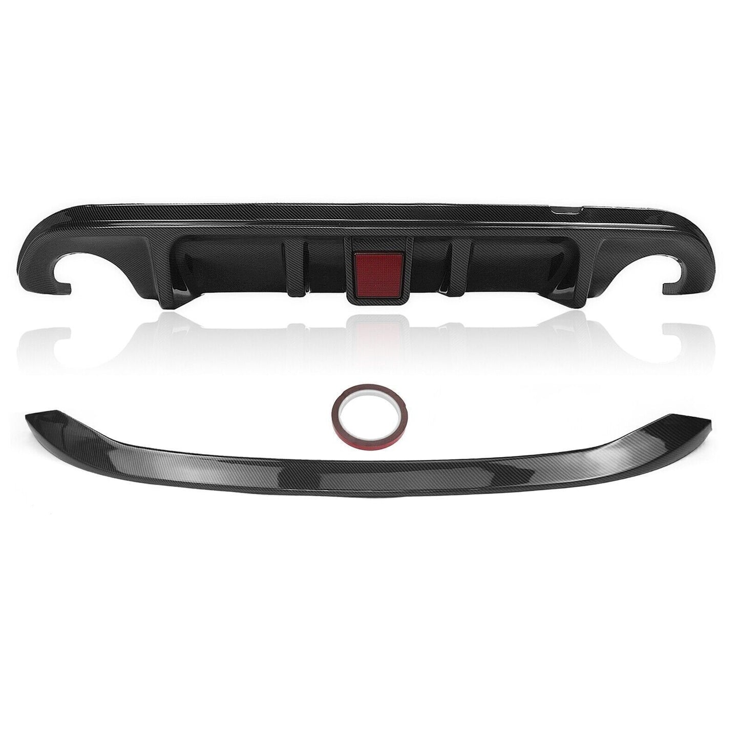 Black Rear Bumper Diffuser Trunk Spoiler Lip For Infiniti Q50 2014-2017 W/ Light