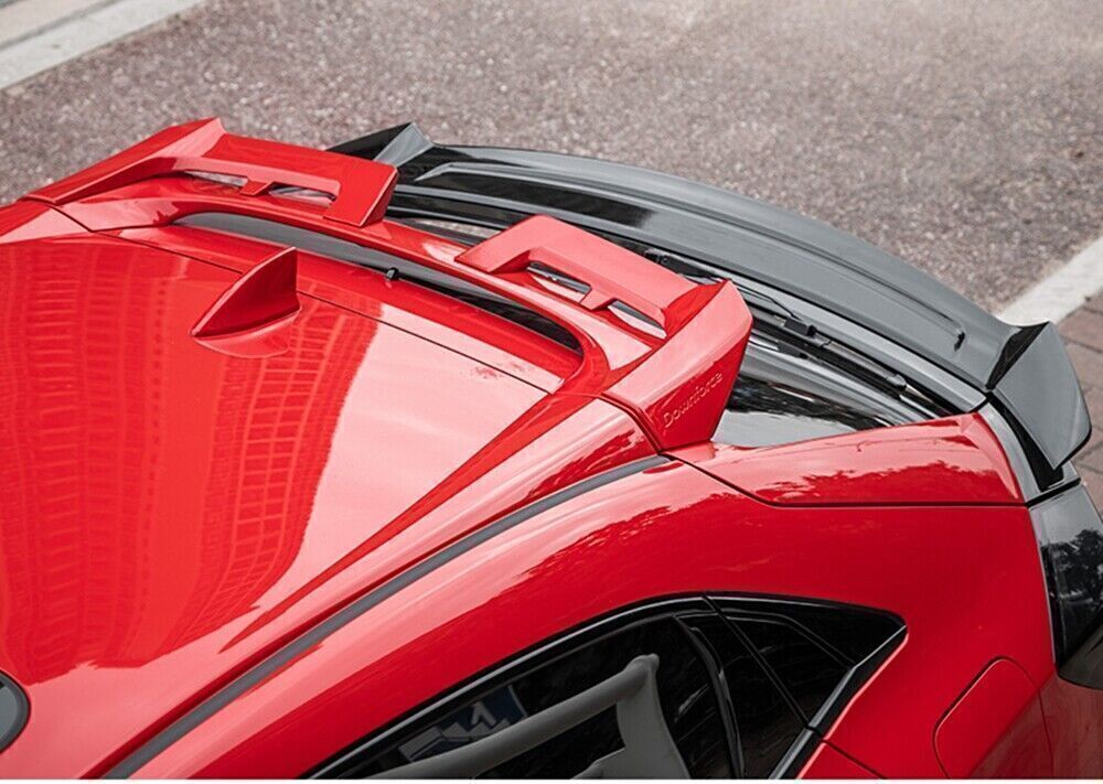 1Pair Rear Roof Spoiler Wing Lip Cover Trim Red For Honda Civic Hatchback 20-21