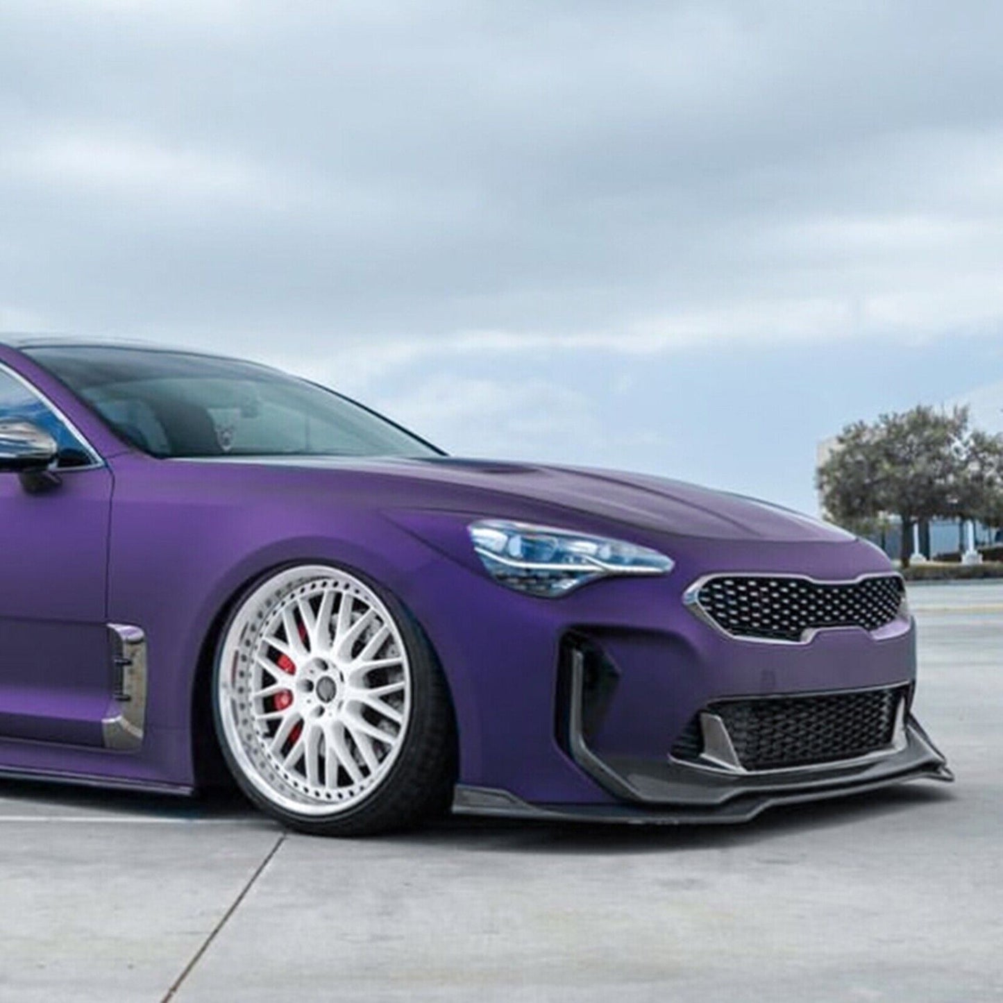 1Set Car Front Bumper Spoiler Lip Kit For Kia Stinger 2018 2019-2023 Gloss Black