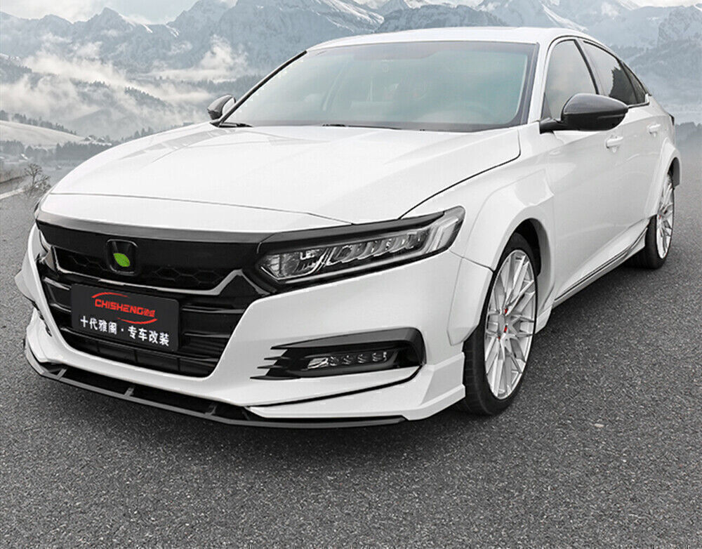 1Set Front Bumper Spoiler Cover Trim +Rear Diffuser Black For Honda Accord 2018+