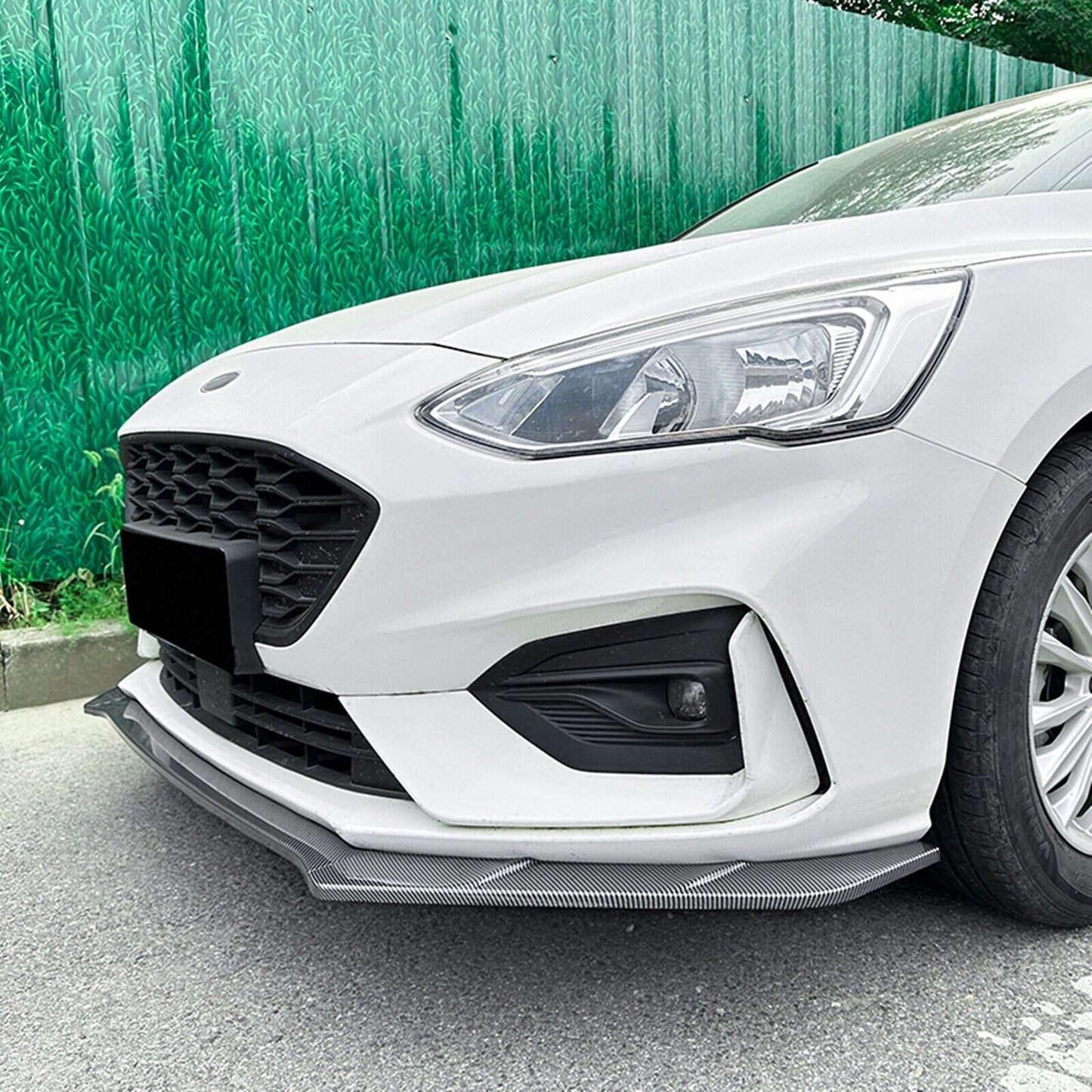 1Set Front Bumper Spoiler Lip For Focus MK4 ST Line 2019-2022 Carbon Fiber Look