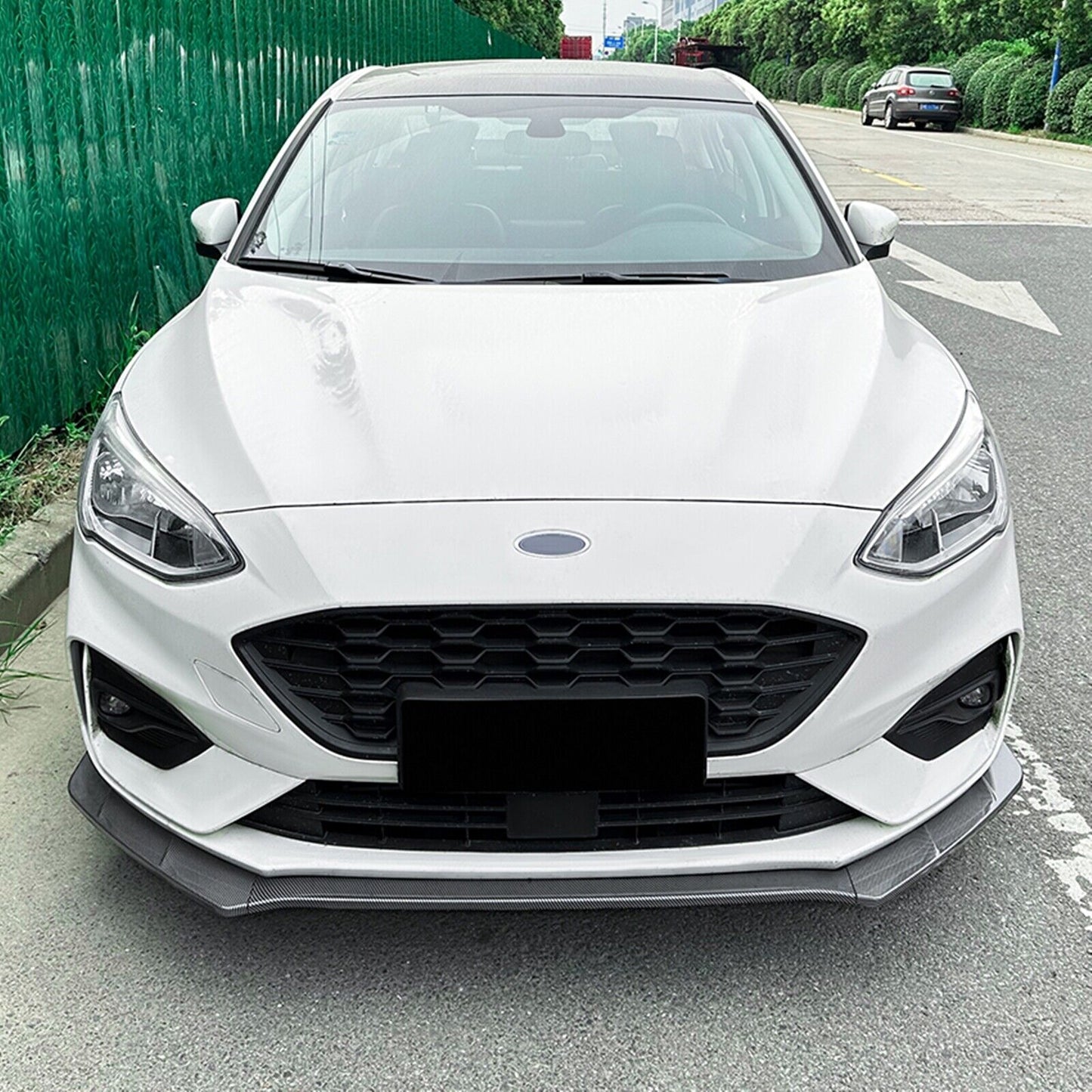 1Set Front Bumper Spoiler Lip For Focus MK4 ST Line 2019-2022 Carbon Fiber Look