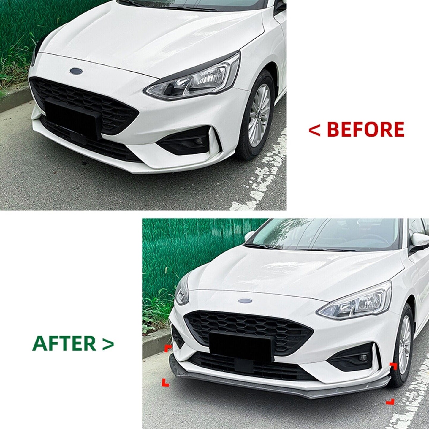 1Set Front Bumper Spoiler Lip For Focus MK4 ST Line 2019-2022 Carbon Fiber Look