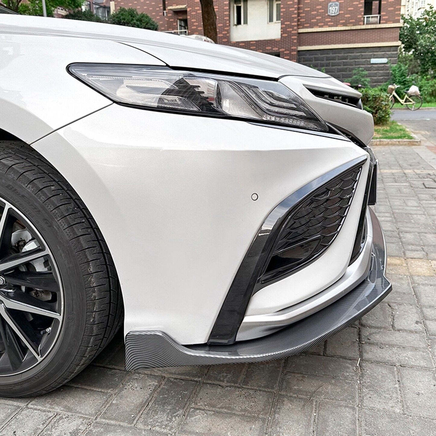 1Set Front Bumper Spoiler Lip Kit For Toyota Camry XV70 Sport 2021-2023 Carbon Fiber