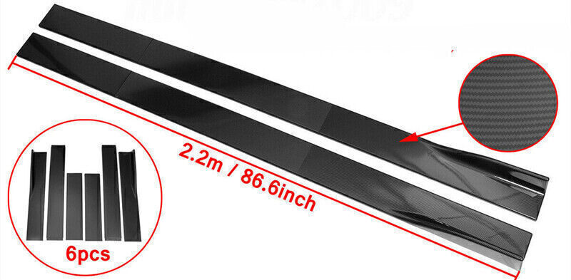2.2M Lower Side Skirt Extension Lip Body Kit Fit For Universal Car Carbon Fiber