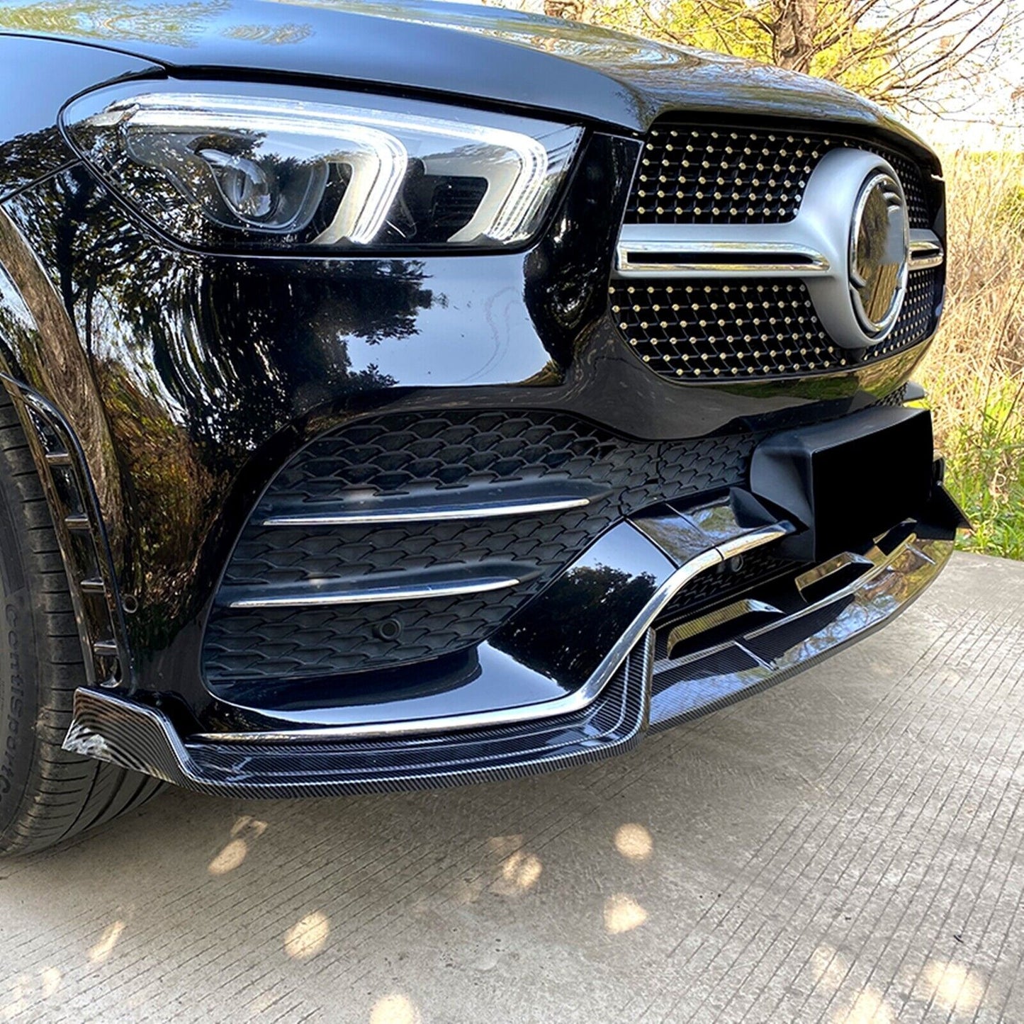 1Set Front Bumper Spoiler Lip For Mercedes Benz GLE W167 C167 2020-2023 CB Style
