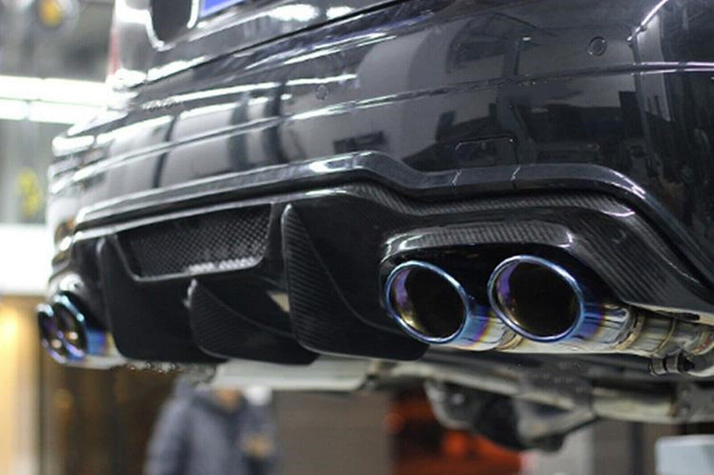 1Set Rear Diffuser Lip Bumper For Benz W204 C63 AMG 2012-2015 V Carbon Fiber